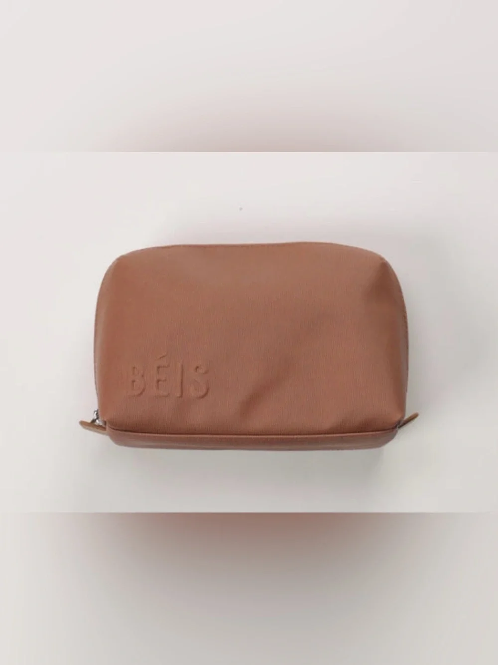 beis small cosmetic pouch camel